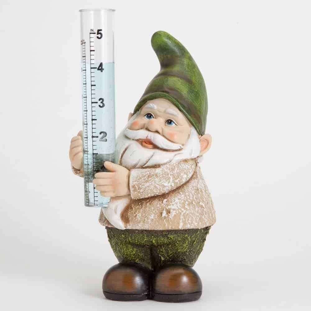 Bits and Pieces Garden Decor Hand Painted Gnome Rain Gauge Sculpture