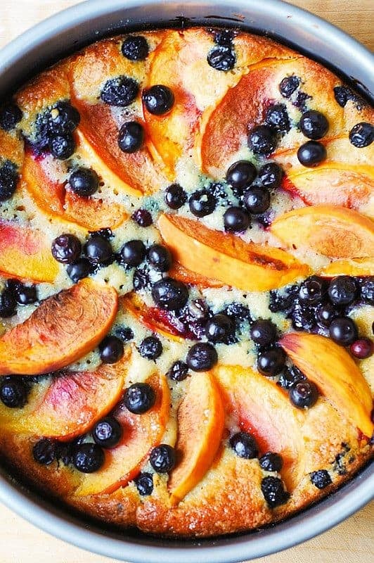 Peach and Blueberry Greek Yogurt Cake