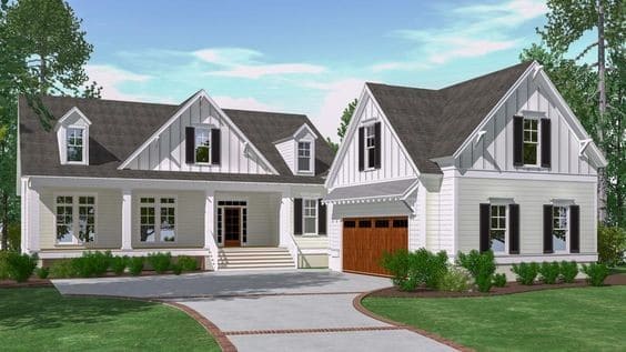 Country Farmhouse Plan with Bonus Over Garage