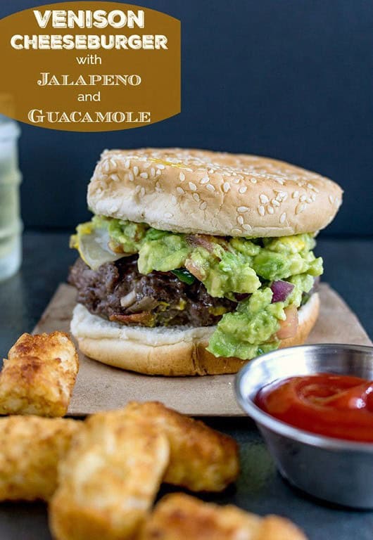 Venison Cheeseburger with Jalapeño and Guacamole