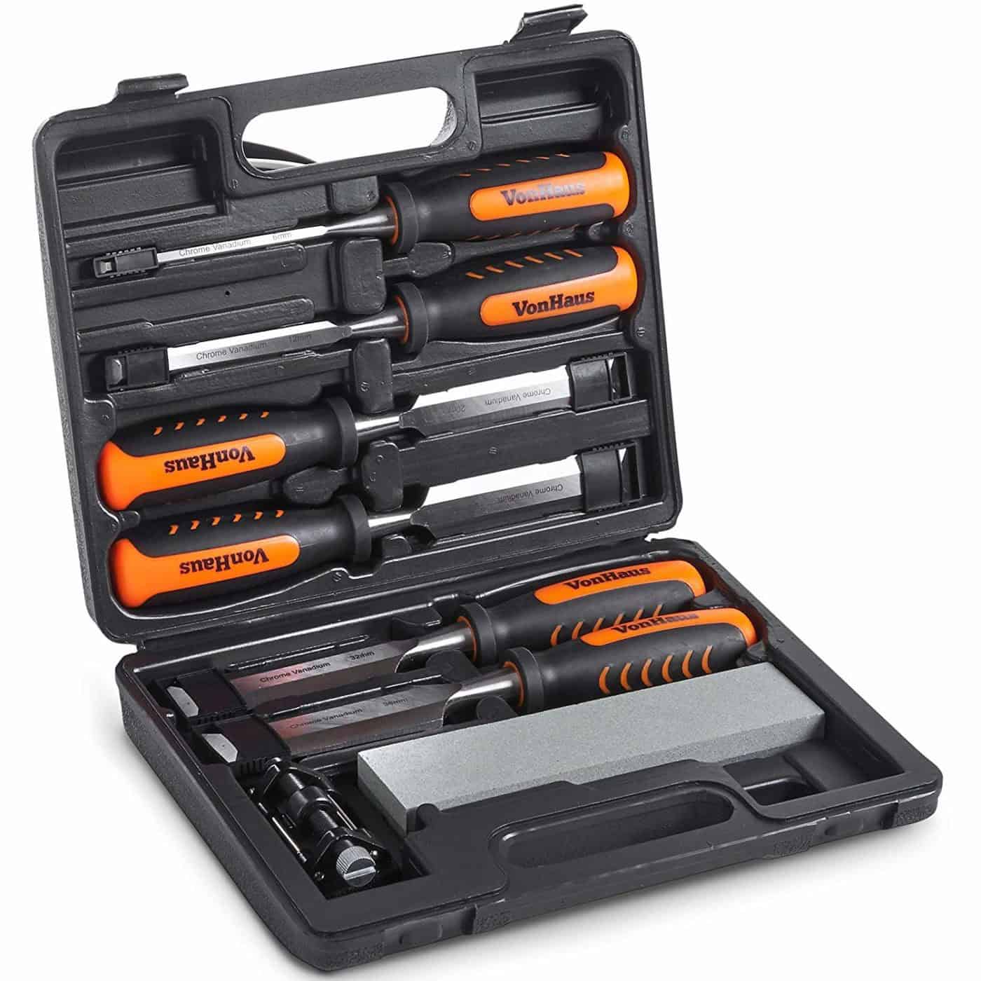 VonHaus 8 pc Craftsman Woodworking Wood Chisel Set