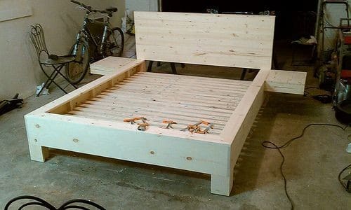 Platform Bed with Floating Nightstands