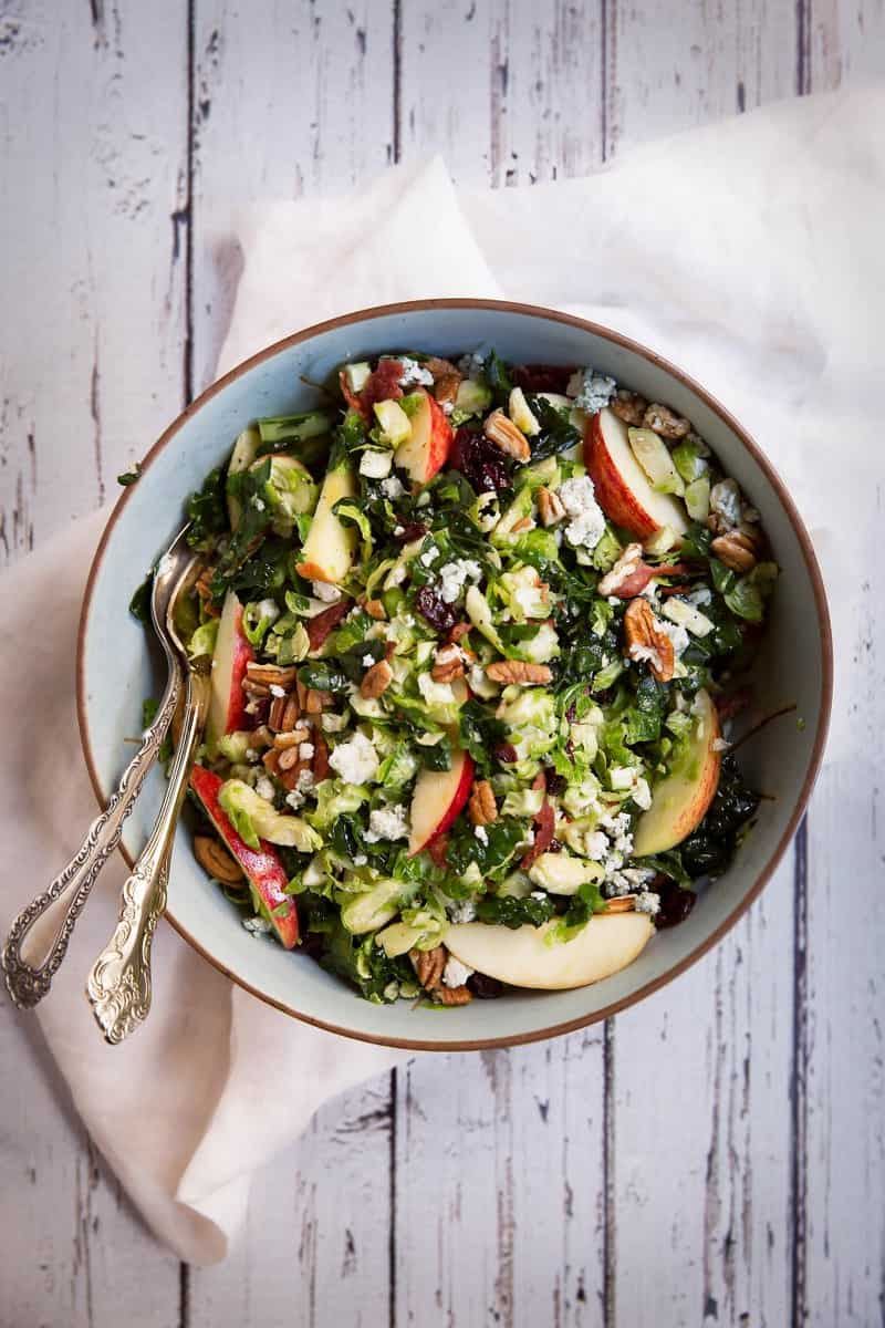 Shredded Brussels Sprouts Salad with Kale