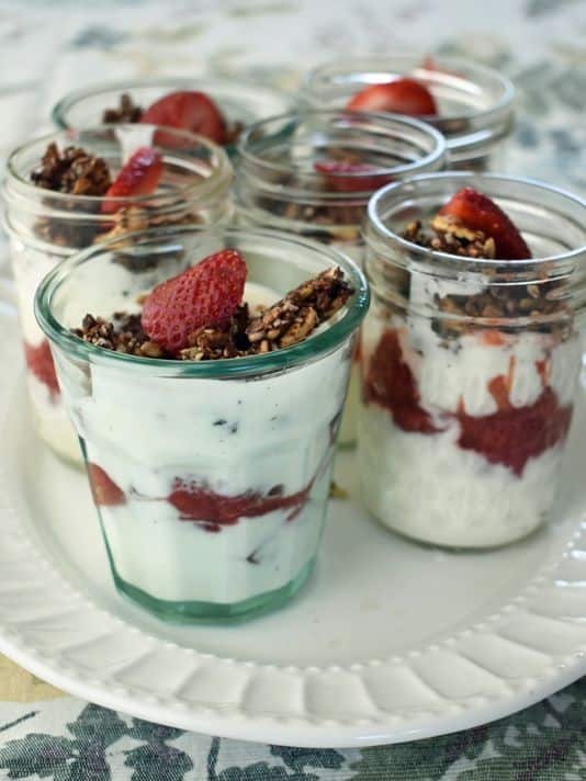 Roasted Strawberry Rhubarb Parfaits