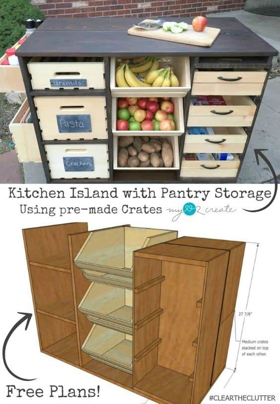 Kitchen Island with Pantry