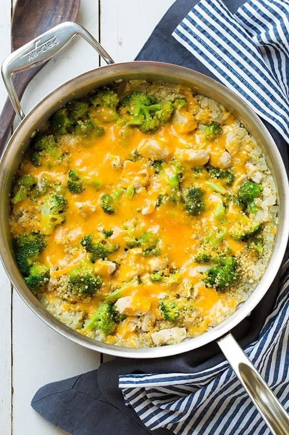 One Pan Cheesy Chicken, Broccoli, and Quinoa Bake