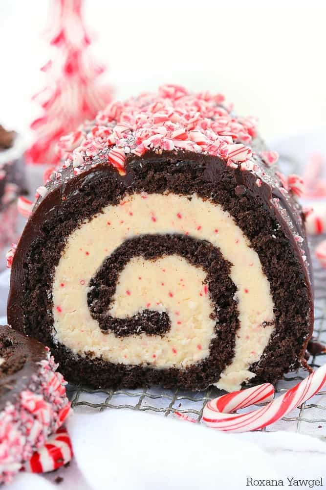 Chocolate Peppermint Bark Yule Log