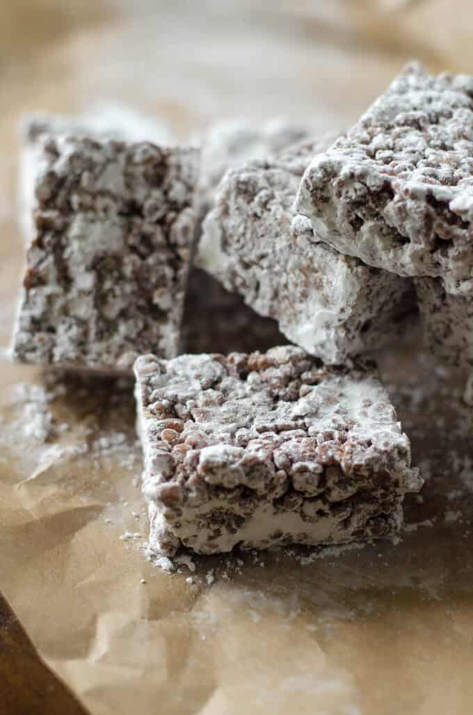 Puppy Chow Rice Krispie Treats