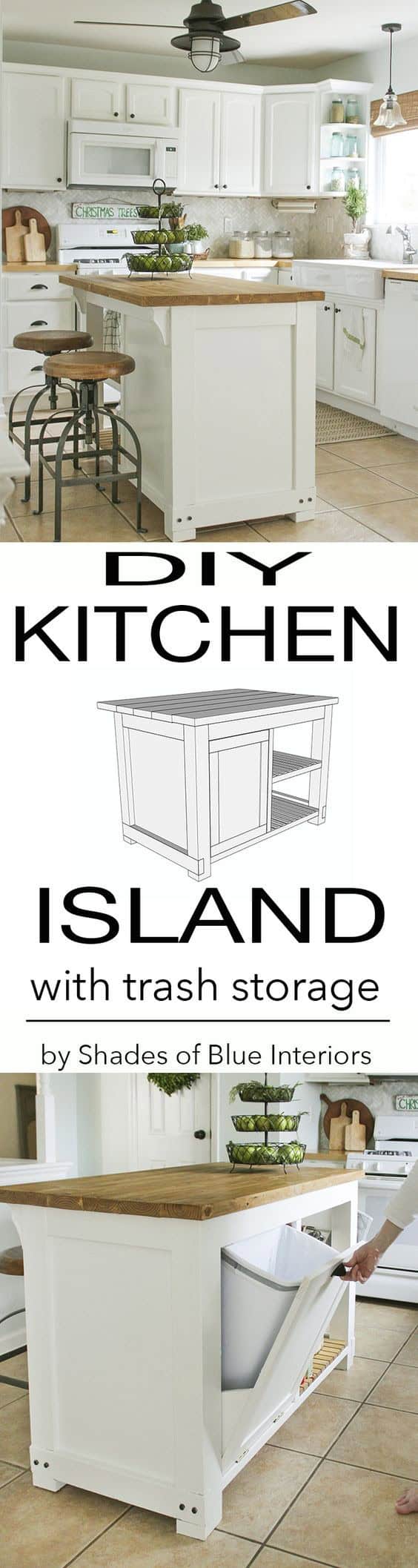 DIY Kitchen Island with Pull Out Trash Can