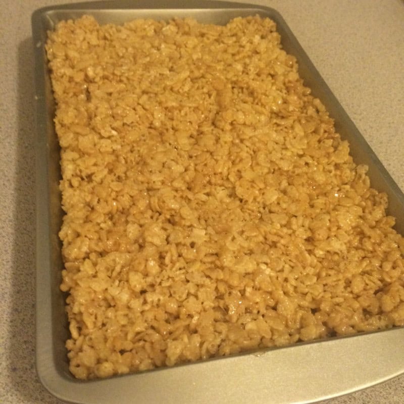 Spread the Rice Krispie Mixture Out