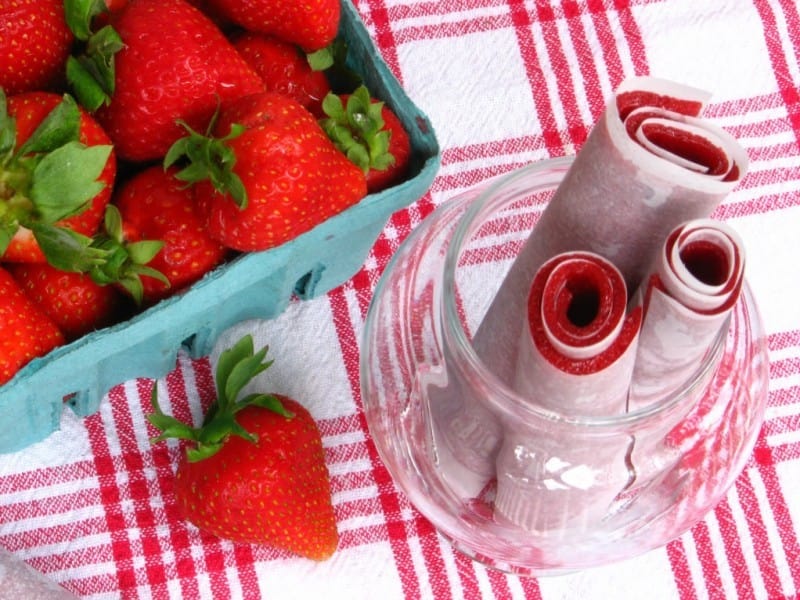 Straw-Raspberry Basil Fruit Leather