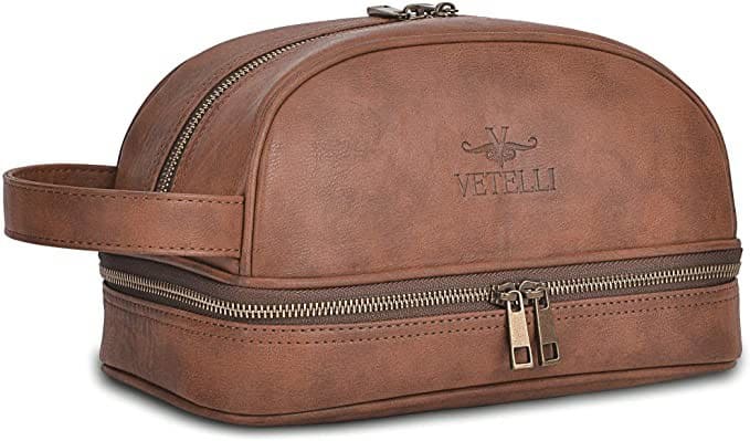 Vetelli Classic Leather Toiletry Bag and Dopp Kit