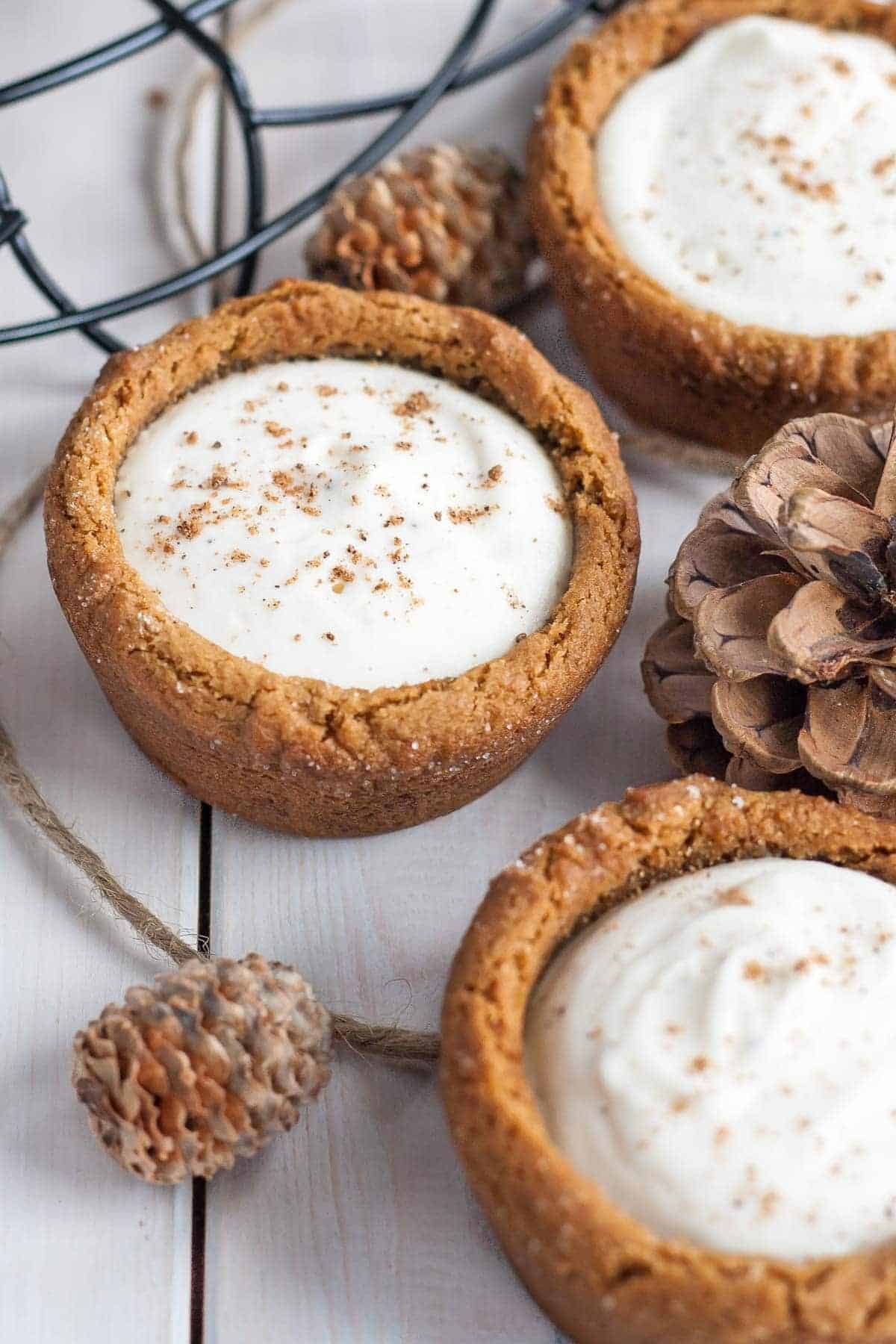 Eggnog Cheesecake Cookie Cups