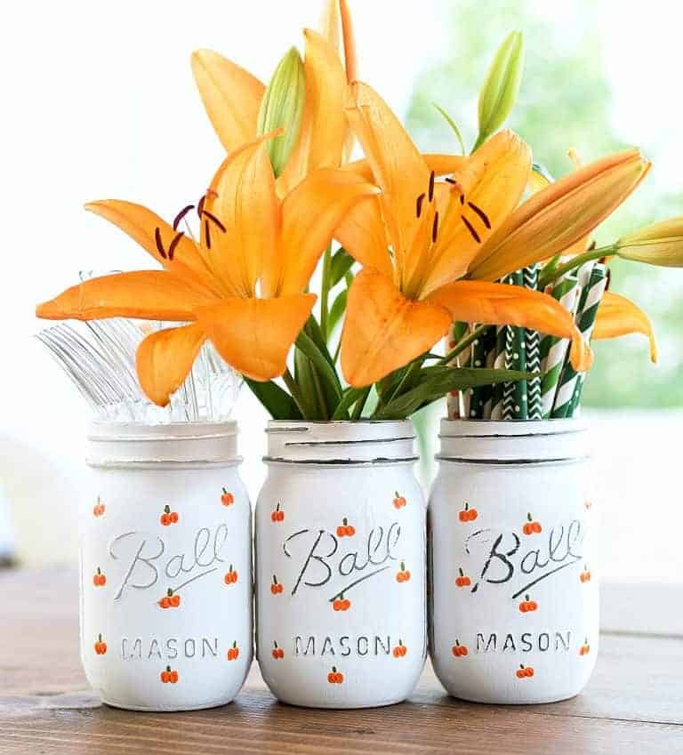 Painted Pumpkin Mason Jars