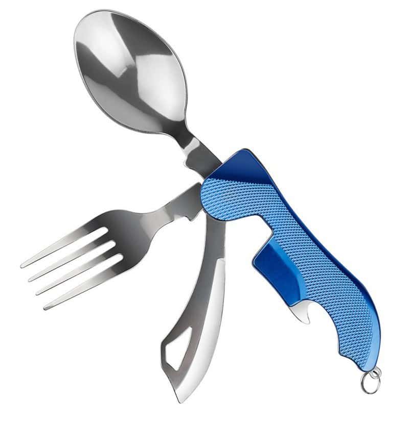 WETPIA Camping Fork Spoon Knife Bottle Opener Set